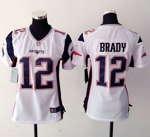 Nike Patriots #12 Tom Brady White Women's Stitched NFL New Elite Jersey - Click Image to Close